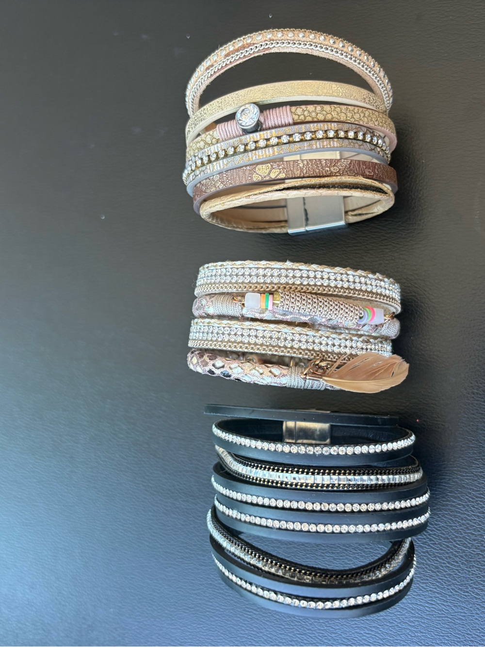 3 multi leather strap bracelets